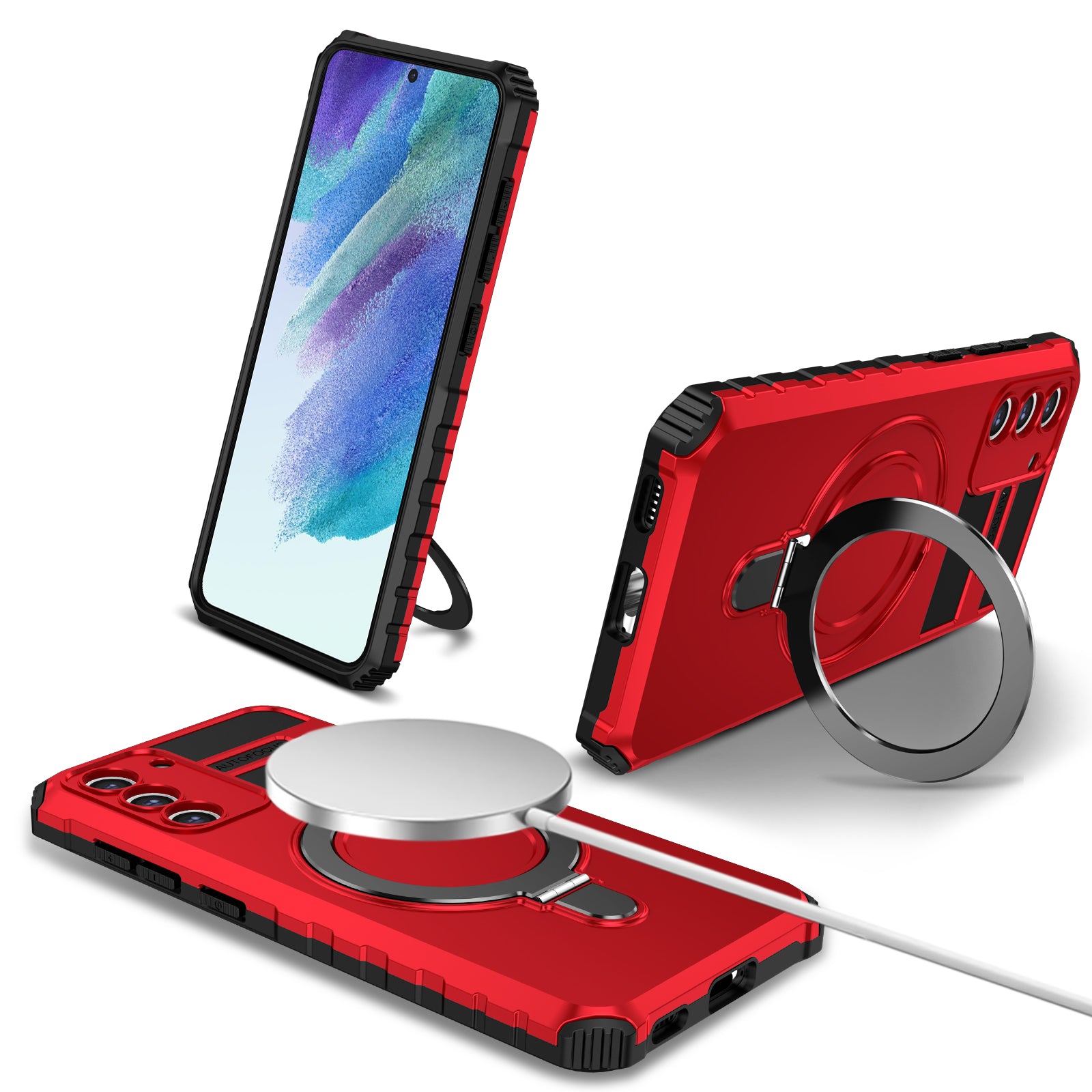 For Samsung Galaxy S21 FE 5G Cell Phone Case PC TPU Magnetic Metal Ring Kickstand Cover For Samsung Galaxy S21 FE 5G Cell Phone Case PC TPU Magnetic Metal Ring Kickstand Cover